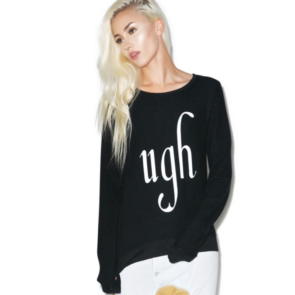Wildfox Black Sweatshirt with White "ugh" Script